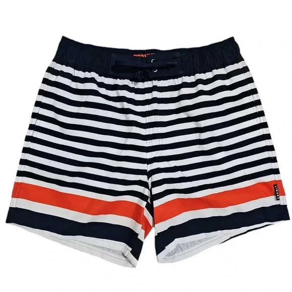 Esprit Men Size Medium UK Large Deadstock Vintage White Blue Striped Swim Trunks - Picture 2 of 7
